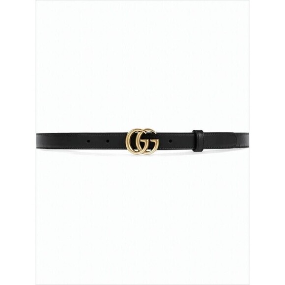 Gucci Accessories - Gucci Narrow Leather Belt With Gold-Tone Double G Buckle - NWT